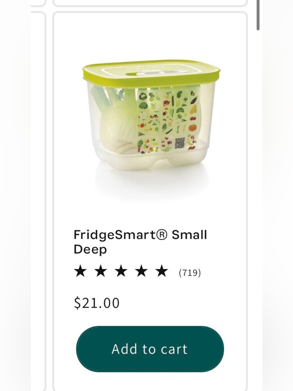 Tupperware FridgeSmart Fruit/Vegetable Set - Picture 2 of 3